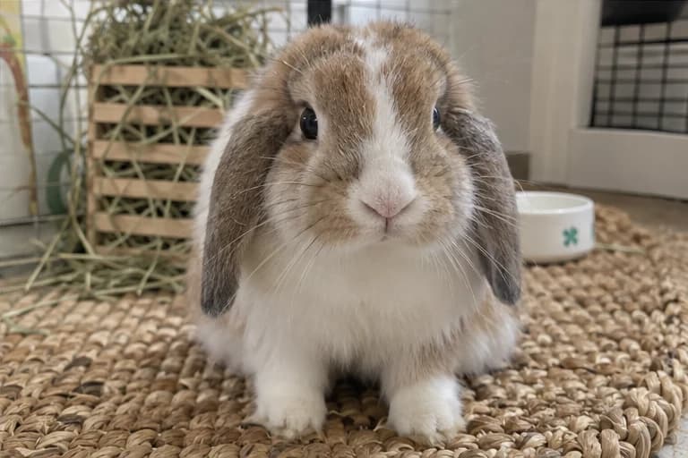 Bubbles beside her hay feeder