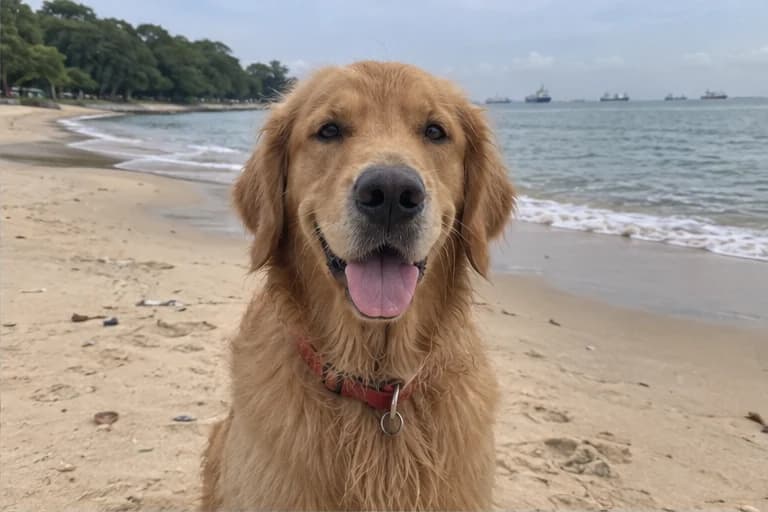 Milo enjoying a day on the beach