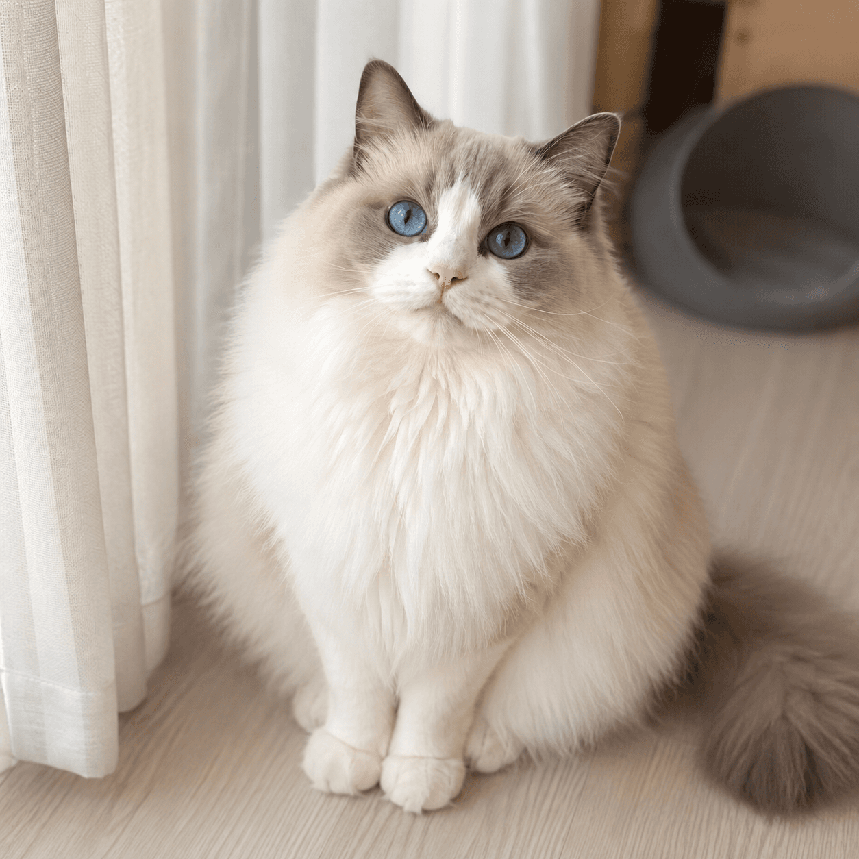 Toffee, PawMe's Ragdoll cat and resident model