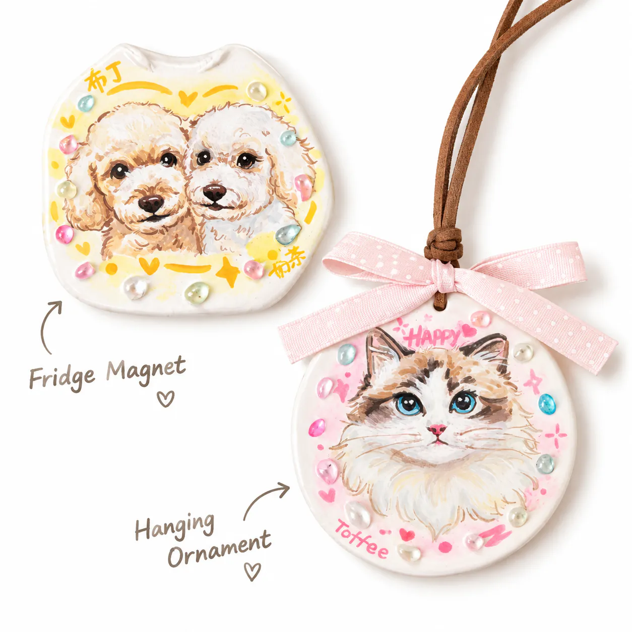 Hand-Painted Stone Clay Pet Charm